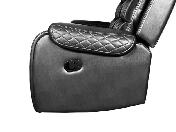 Alaska Recliner Aire Leather 3+2 Seater Sofa Set- Black - Image 8