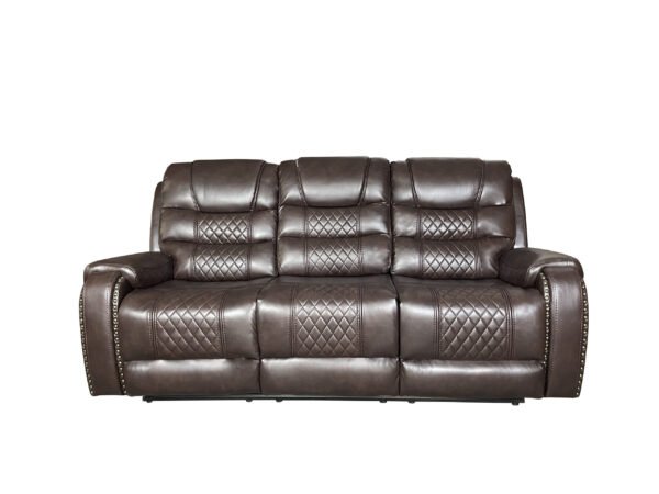 Alaska Recliner Aire Leather 3+2 Seater Sofa Set- Brown - Image 4