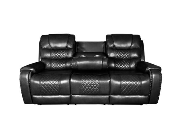 Alaska Recliner Aire Leather 3+2 Seater Sofa Set- Black - Image 2
