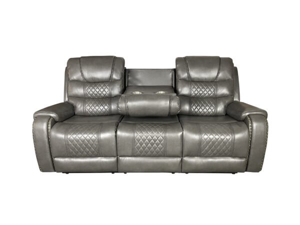 Alaska Recliner Aire Leather 3+2 Seater Sofa Set- Grey - Image 2