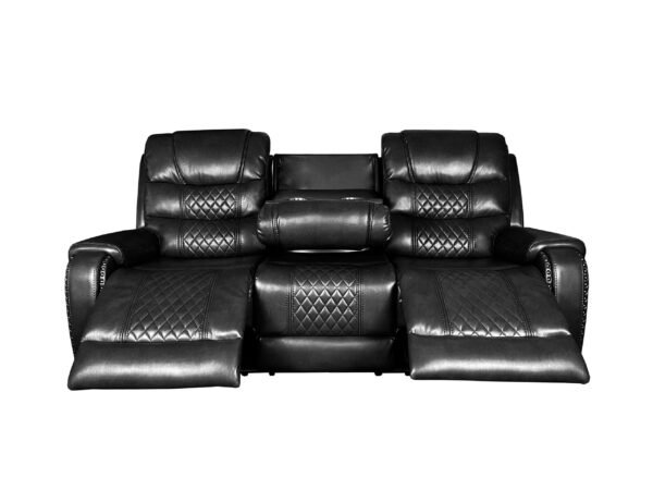 Alaska Recliner Aire Leather 3+2 Seater Sofa Set- Black - Image 3