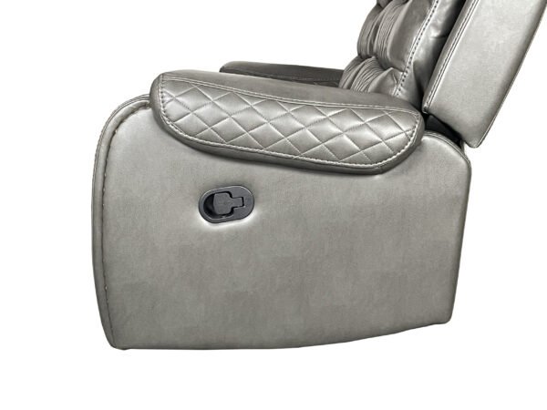 Alaska Recliner Aire Leather 3+2 Seater Sofa Set- Grey - Image 3