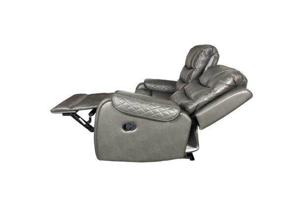 Alaska Recliner Aire Leather 3+2 Seater Sofa Set- Grey - Image 4