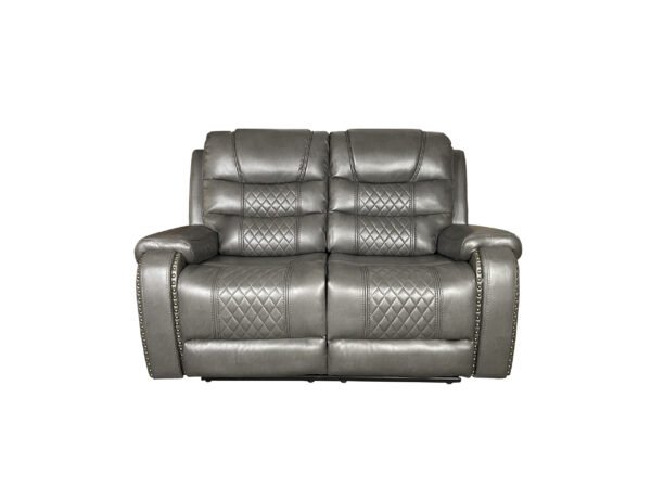 Alaska Recliner Aire Leather 3+2 Seater Sofa Set- Grey - Image 5