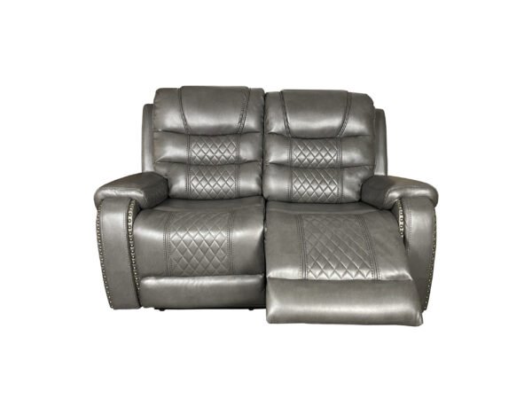 Alaska Recliner Aire Leather 3+2 Seater Sofa Set- Grey - Image 6