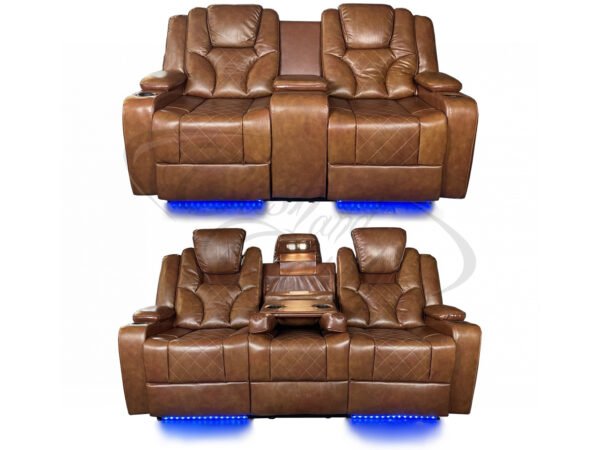 AMSTERDAM TAN LEATHER ELECTRIC RECLINING SOFA 3+2