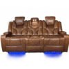 AMSTERDAM 3+2 TOP GENUINE LEATHER ELECTRIC LED RECLINING SOFA – GREY - Image 8