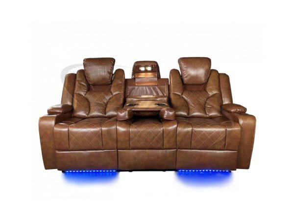 AMSTERDAM TAN LEATHER ELECTRIC RECLINING SOFA 3+2 - Image 8
