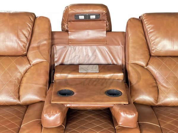 AMSTERDAM TAN LEATHER ELECTRIC RECLINING SOFA 3+2 - Image 12