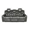 AMSTERDAM 3+2 TOP GENUINE LEATHER ELECTRIC LED RECLINING SOFA – GREY - Image 2