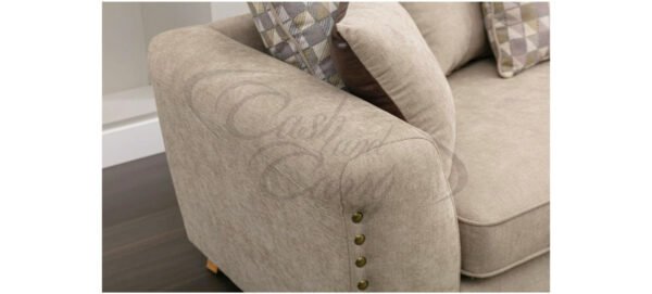 BOMBAY 3 SEATER + 2 SEATER BEIGE FABRIC SOFA SET - Image 4