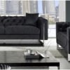 Sofa Set Fenzi Chesterfield Black Plush Velvet