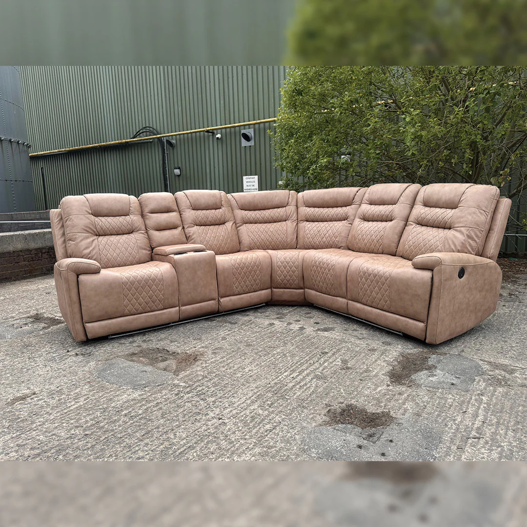 SYC Halifax Leather Electric Recliner Corner Sofa(Black,Grey,Beige)-USB Ports/LED LIGHTS/CUP HOLDERS - Image 2