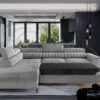 Laurence Grey Plush Velvet Left Hand Sofa Bed Corner - Image 3
