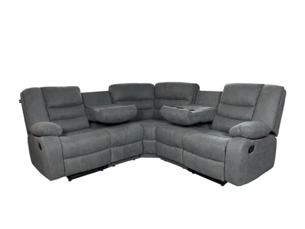 Roma Corner Recliner Fabric With Cupholder Grey