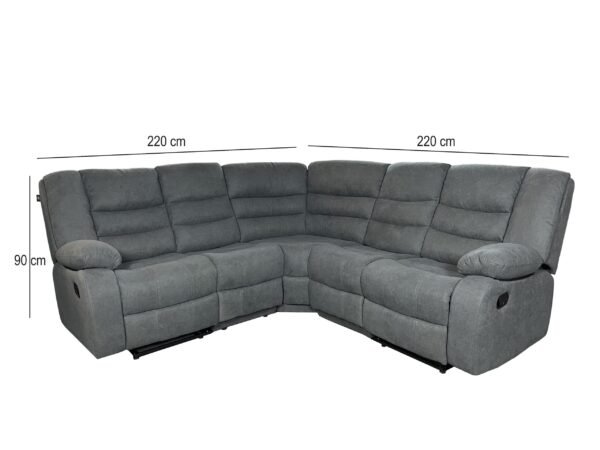 Roma Corner Recliner Fabric With Cupholder Grey - Image 3