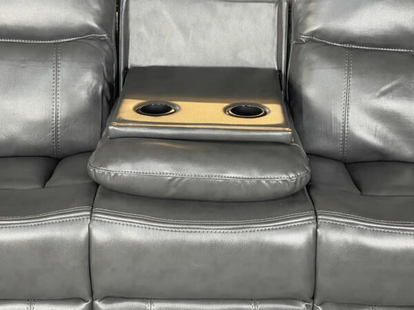 VENICE 3+2 RECLINER LEATHER AIRE SOFA – GREY (Out of Stock) - Image 7