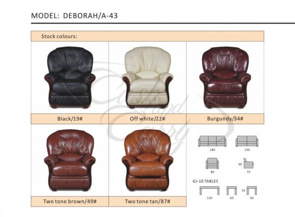 Deborah Classic Italian Leather Sofa Set - Image 3
