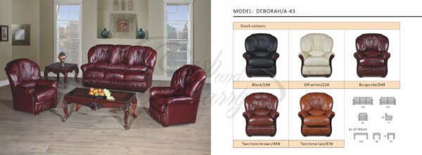 Deborah Classic Italian Leather Sofa Set - Image 2