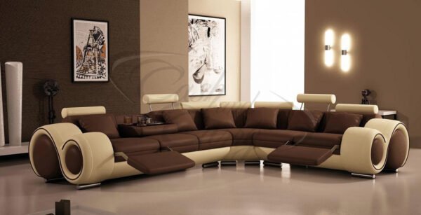 Leather Infinity Corner Sofa Berlin With Relaxation Function