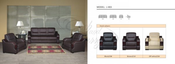 Recessed Arms Living Room Leather Sofa Set - Image 2