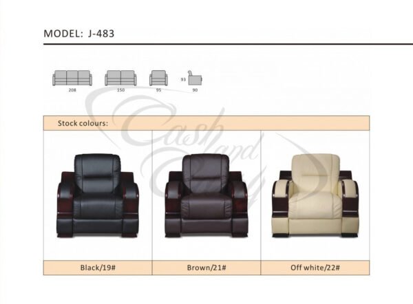 Recessed Arms Living Room Leather Sofa Set - Image 3