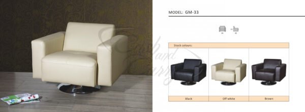 Wide Italian Full Grain Leather Swivel Armchair - Image 2