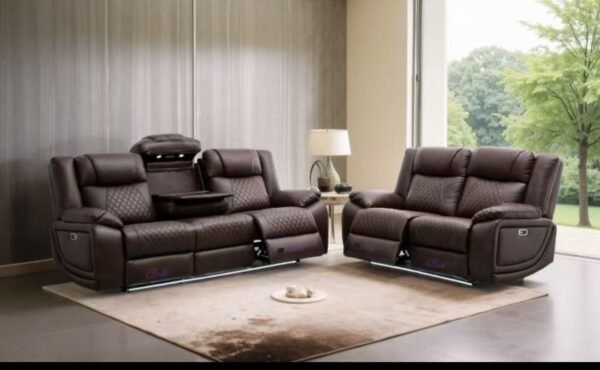 Lisbon Leather 3+2 Seater Electric RECLINER + Cup holder + LED + USB port - Image 2
