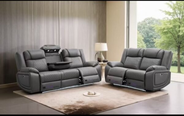 Lisbon Leather 3+2 Seater Electric RECLINER + Cup holder + LED + USB port