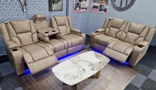 Lisbon Leather 3+2 Seater Electric RECLINER + Cup holder + LED + USB port