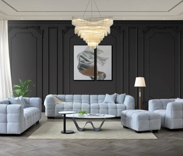 Aluxo Tribeca Pearl Boucle Fabric Sofa Set
