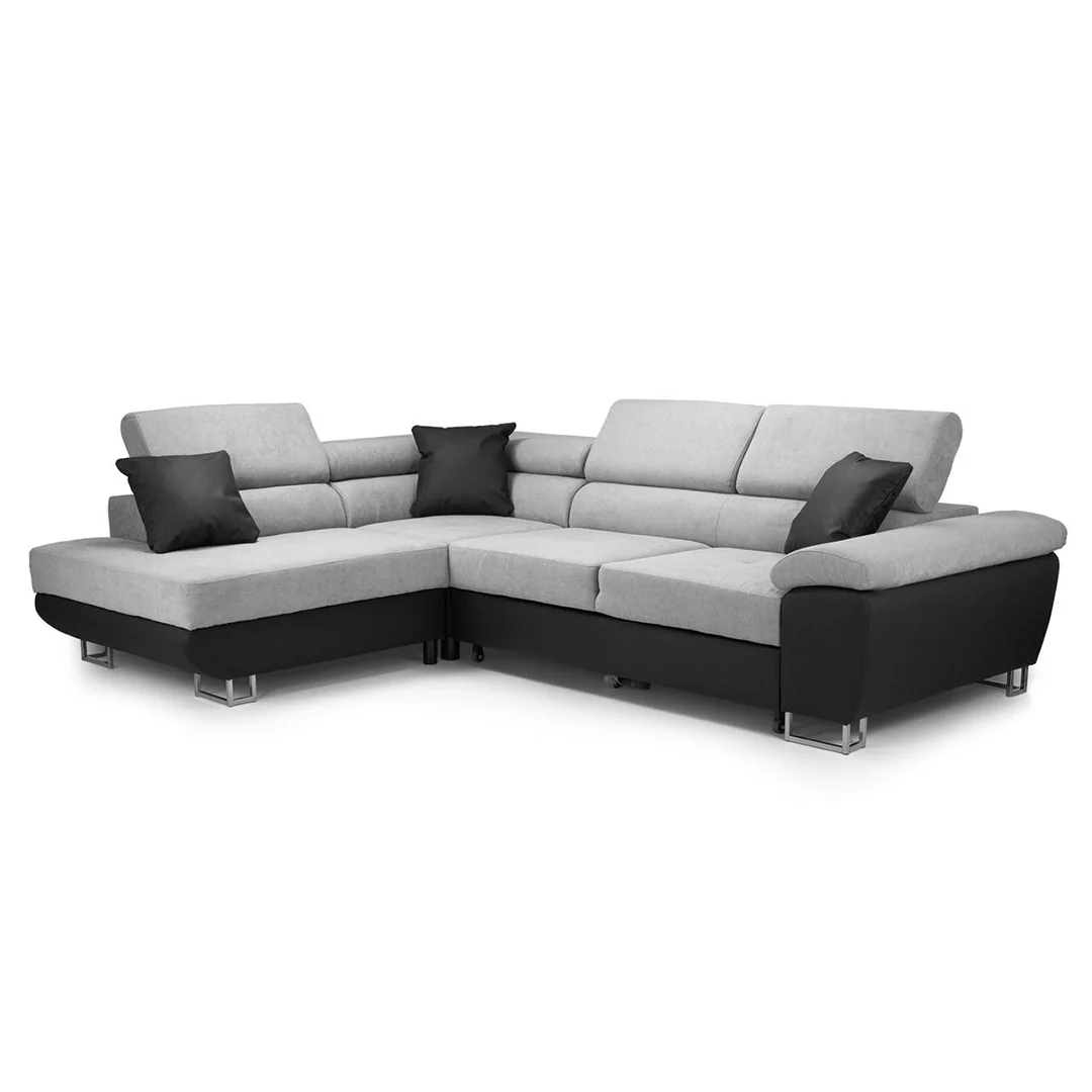 SYC Anton Sofabed Corner Sofa Bed With Storage Box Grey-Black - Image 3
