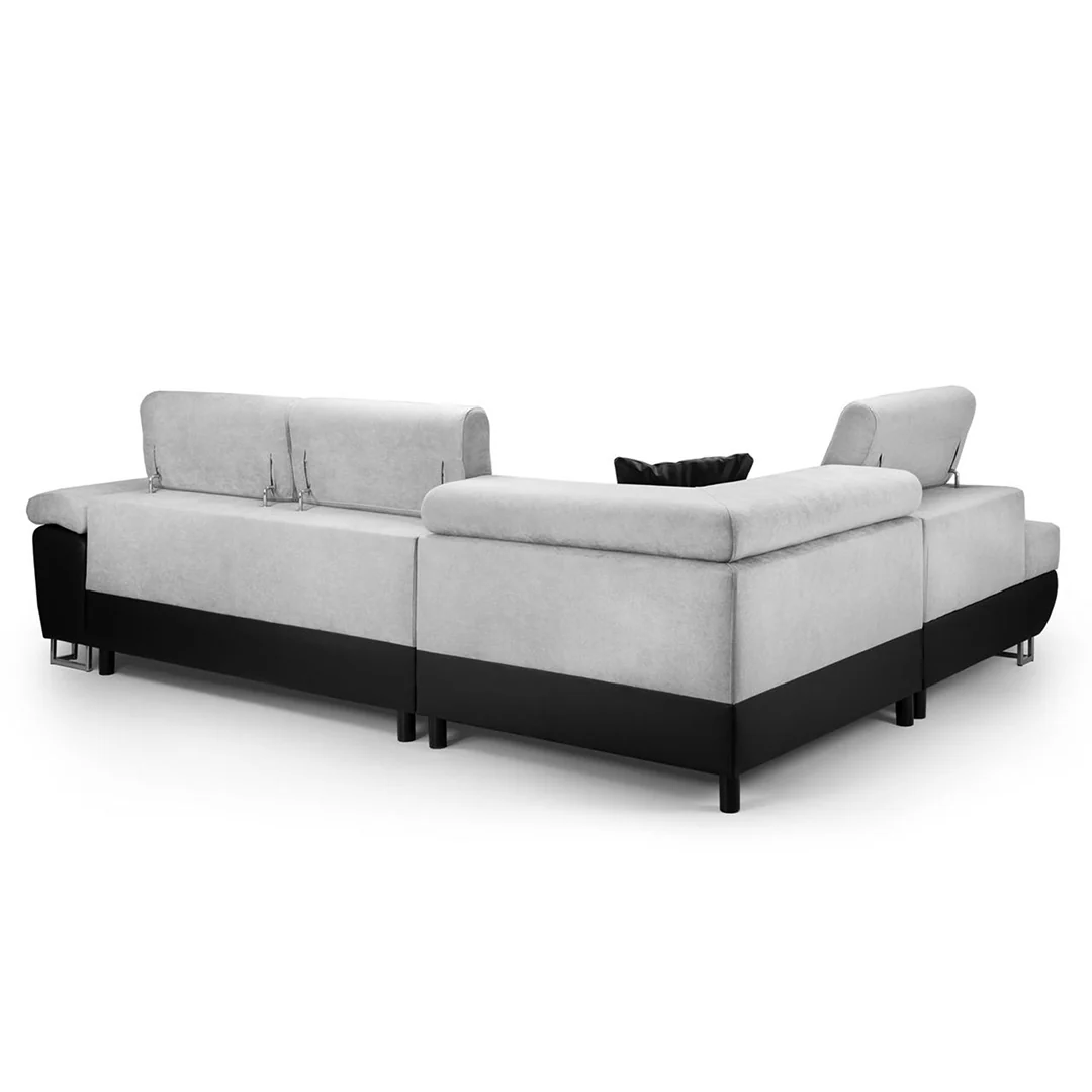 SYC Anton Sofabed Corner Sofa Bed With Storage Box Grey-Black - Image 4