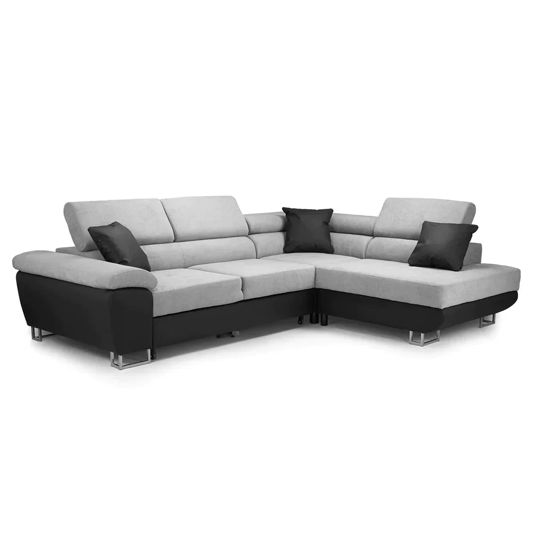 SYC Anton Sofabed Corner Sofa Bed With Storage Box Grey-Black - Image 2