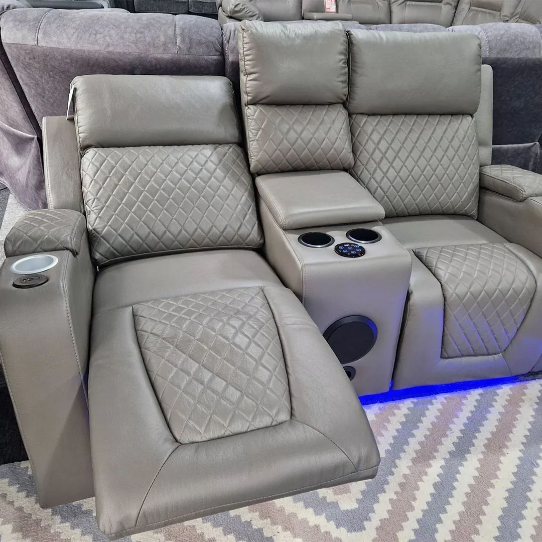 SYC Florida Leather 3+2 Seater Electric RECLINER + Bluetooth Speaker + Cup holder + LED + USB Charger - Image 2