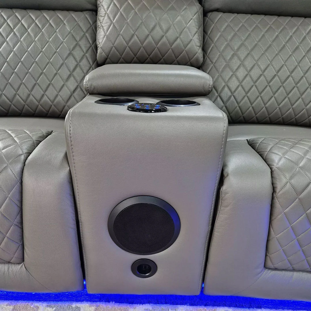 SYC Florida Leather 3+2 Seater Electric RECLINER + Bluetooth Speaker + Cup holder + LED + USB Charger - Image 6