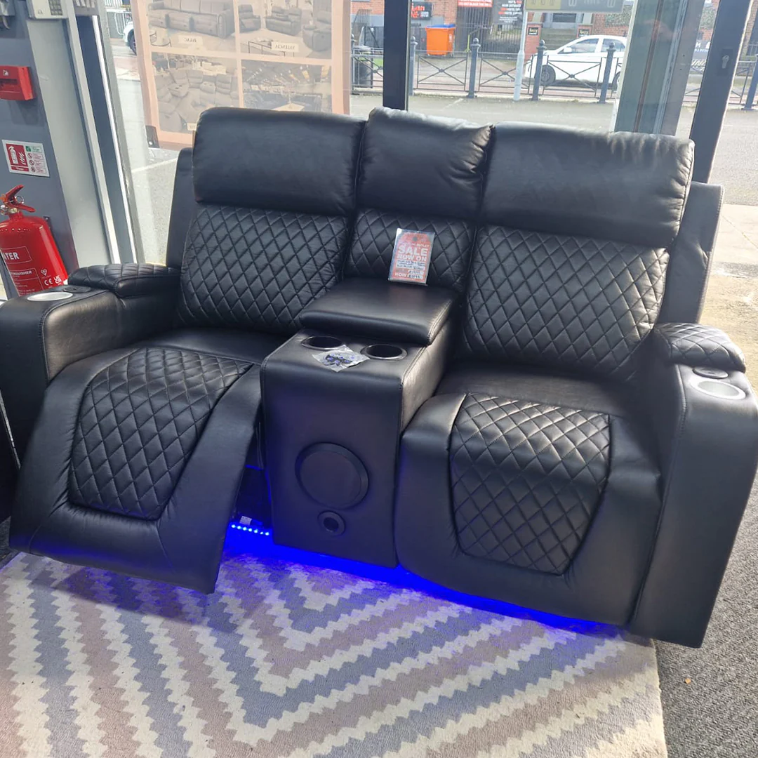 SYC Florida Leather 3+2 Seater Electric RECLINER + Bluetooth Speaker + Cup holder + LED + USB Charger - Image 3