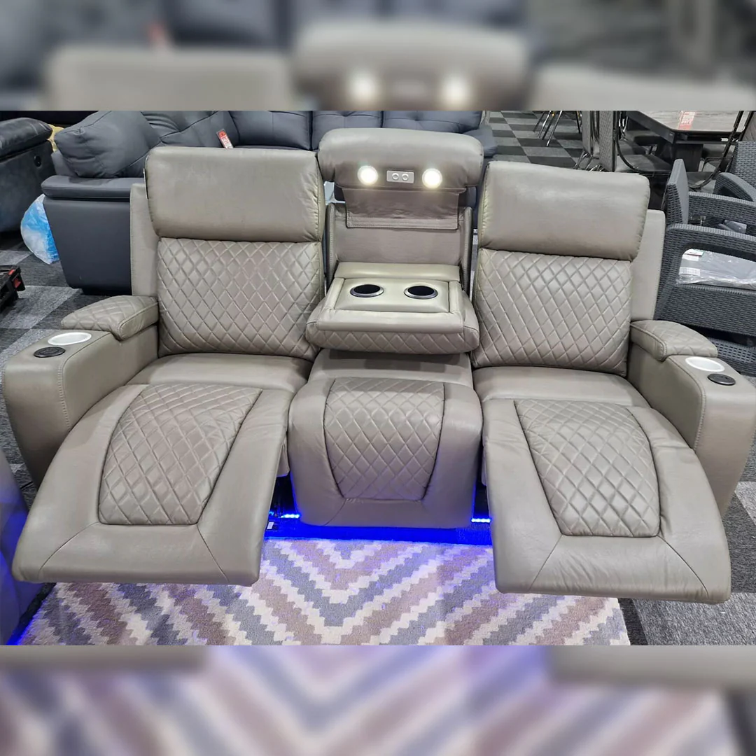 SYC Florida Leather 3+2 Seater Electric RECLINER + Bluetooth Speaker + Cup holder + LED + USB Charger - Image 4