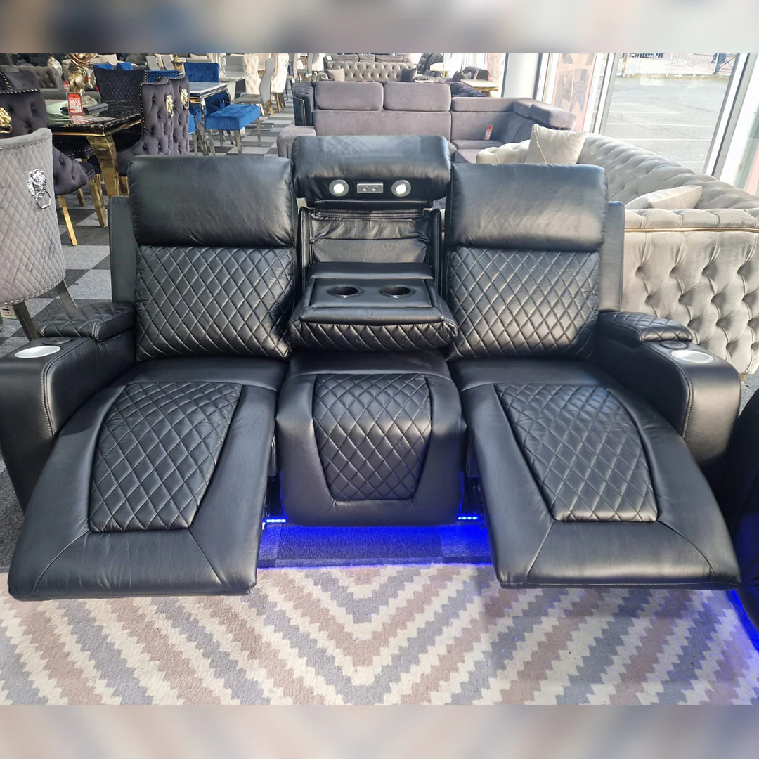 SYC Florida Leather 3+2 Seater Electric RECLINER + Bluetooth Speaker + Cup holder + LED + USB Charger - Image 5