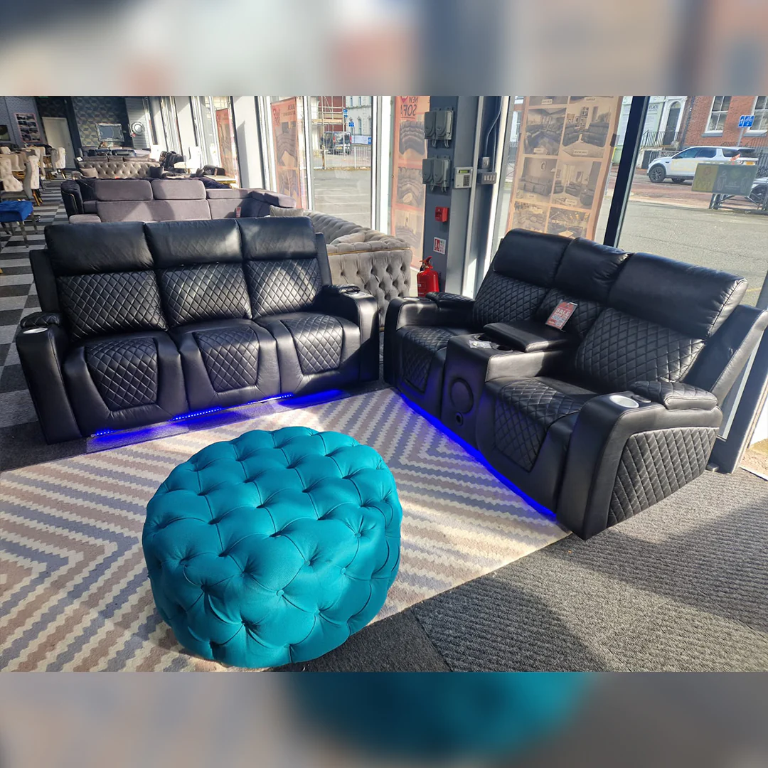 SYC Florida Leather 3+2 Seater Electric RECLINER + Bluetooth Speaker + Cup holder + LED + USB Charger - Image 8