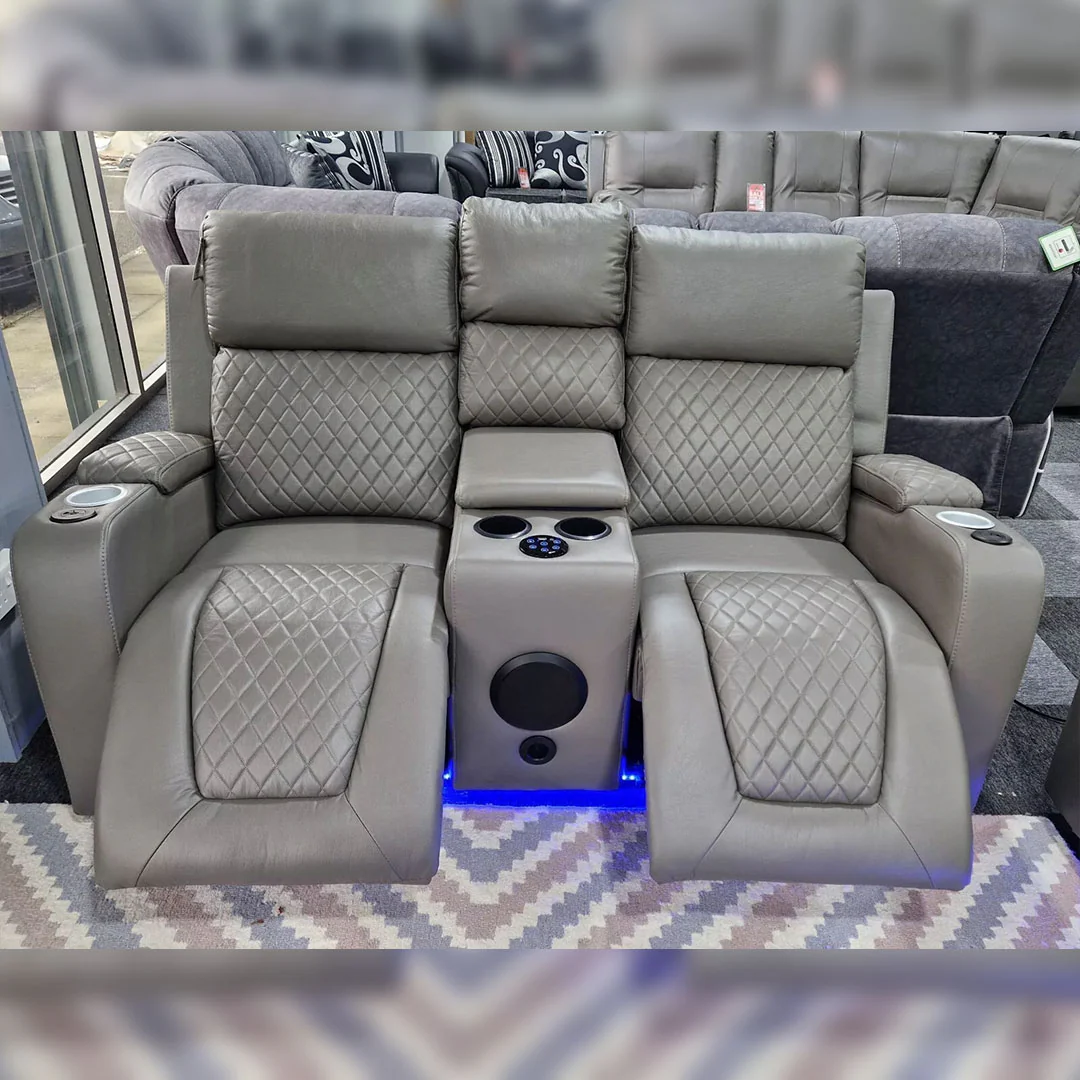 SYC Florida Leather 3+2 Seater Electric RECLINER + Bluetooth Speaker + Cup holder + LED + USB Charger - Image 12