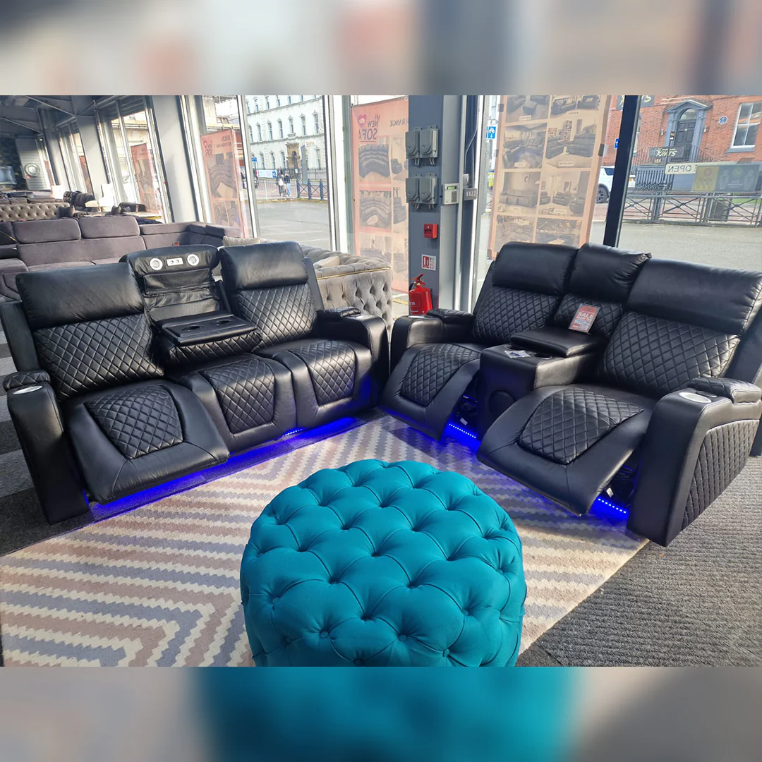 SYC Florida Leather 3+2 Seater Electric RECLINER + Bluetooth Speaker + Cup holder + LED + USB Charger - Image 13