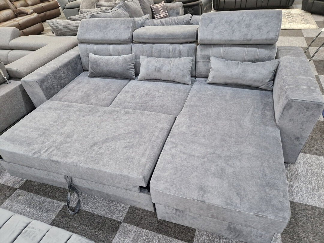 SYC Lucca Corner Sofa Bed Storage Grey Fabric - Image 2