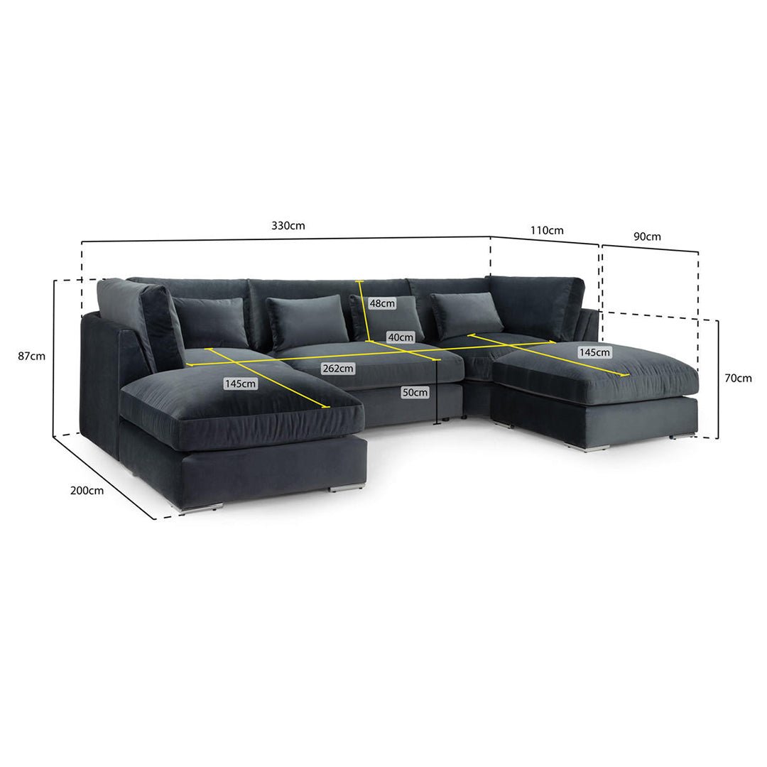 Balgravia U Shape Sofa High Back Grey - Image 2