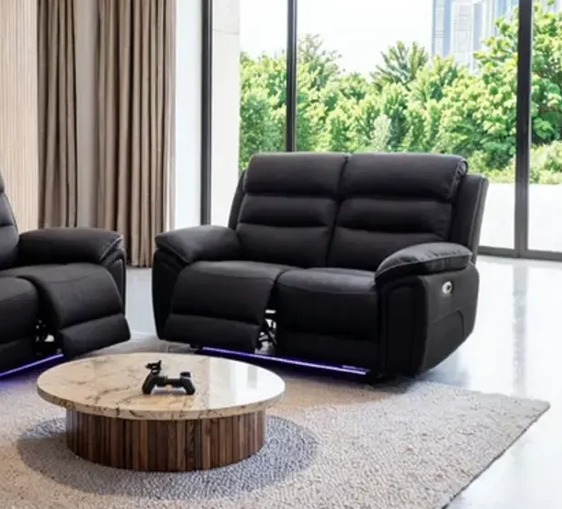 SYC Milano Electric Recliner Sofa Set, Fabric, 3 and 2 Seater, Platinum, with USB, Type C, LED, and Reading Lights - Image 3