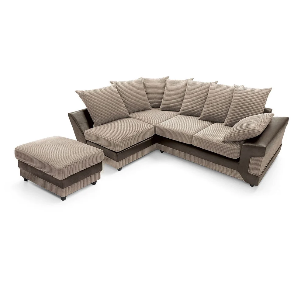 Amazing Sofas NEW LARGE DINO CORNER SOFA JUMBO CORD BEIGE BROWN LEFT OR RIGHT - Image 4