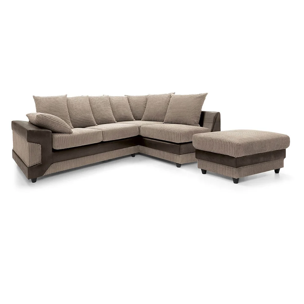 Amazing Sofas NEW LARGE DINO CORNER SOFA JUMBO CORD BEIGE BROWN LEFT OR RIGHT - Image 6