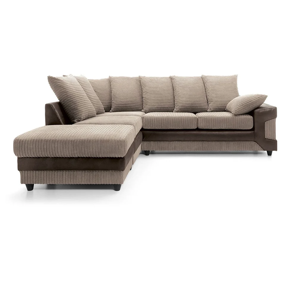 Amazing Sofas NEW LARGE DINO CORNER SOFA JUMBO CORD BEIGE BROWN LEFT OR RIGHT - Image 3