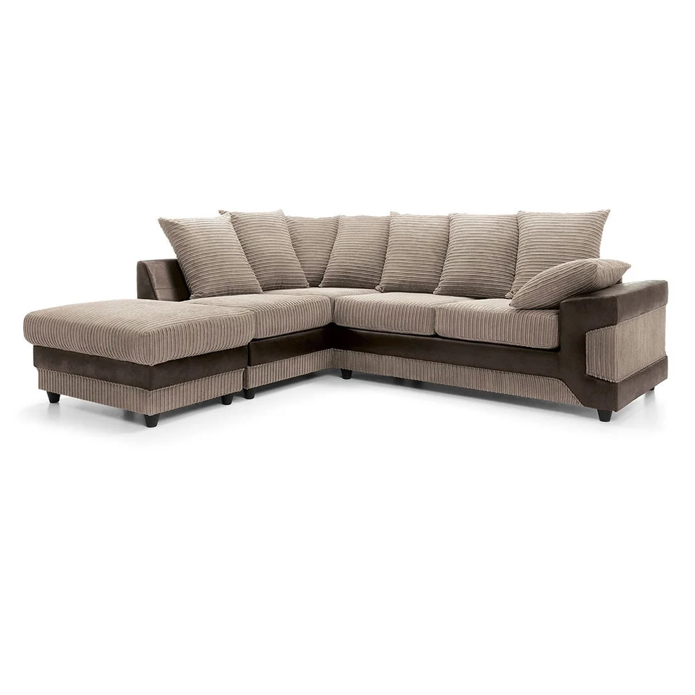 Amazing Sofas NEW LARGE DINO CORNER SOFA JUMBO CORD BEIGE BROWN LEFT OR RIGHT - Image 2