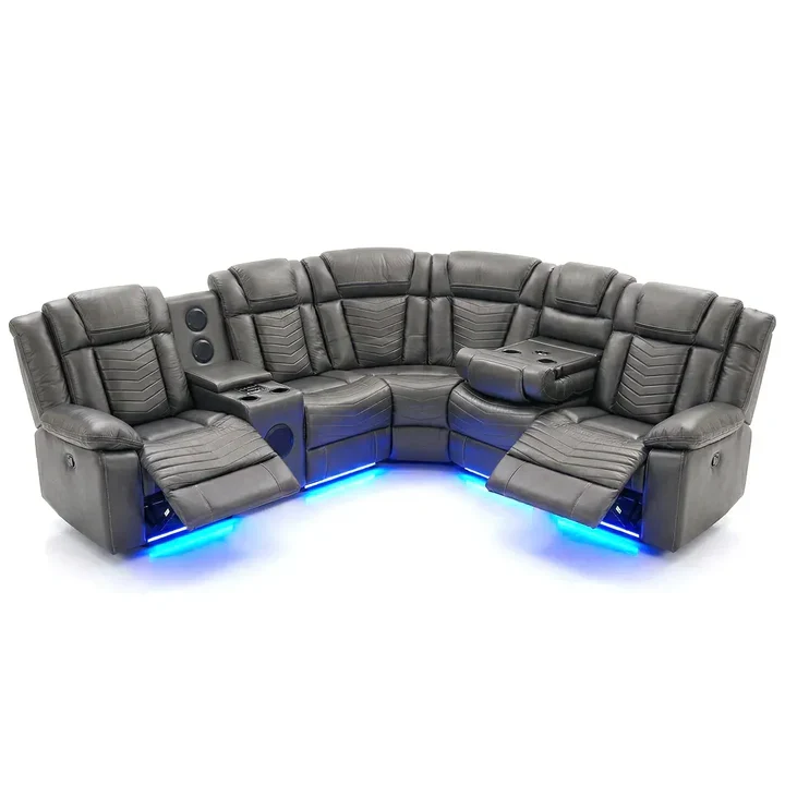 SYC Michigan Zeus Smart Electric Recliner Corner Sofa with LED & Speakers